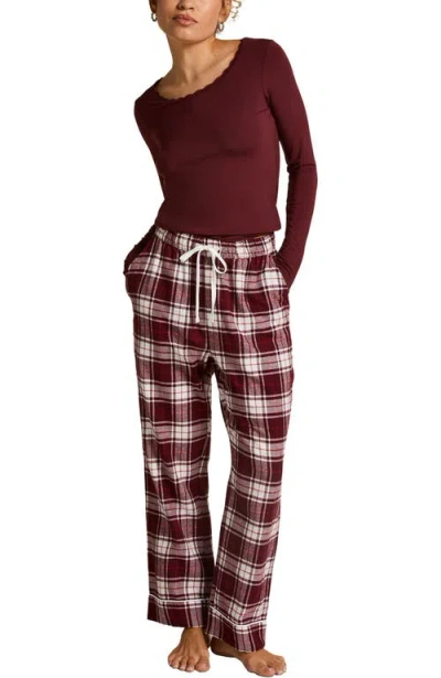 Hunkemoller Hunkemöller Flannel Pyjama Pants In Burgundy
