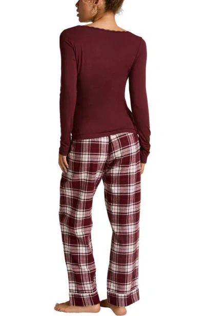 Hunkemoller Hunkemöller Flannel Pyjama Pants In Burgundy