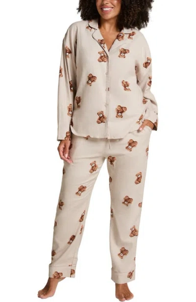 Hunkemoller Hunkemöller Jacket Flannel Twill Bear In Gray