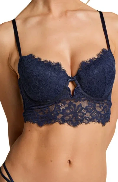 Hunkemoller Hunkemöller Isabella Padded Underwired Longline Bra In Blue