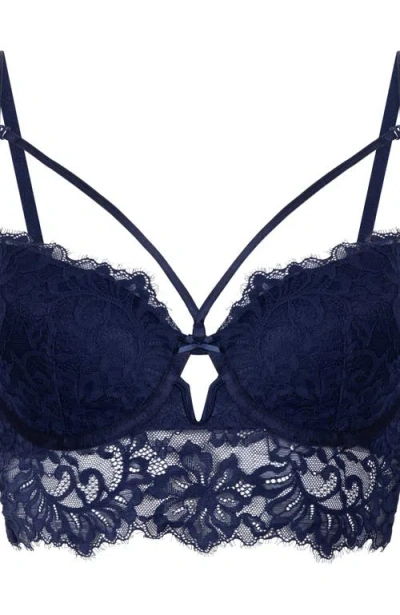Hunkemoller Hunkemöller Isabella Padded Underwired Longline Bra In Blue