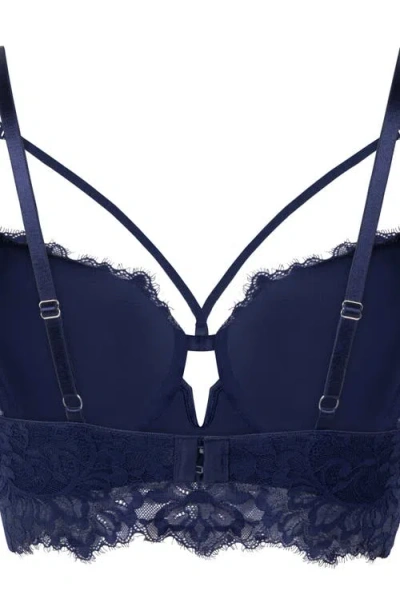 Hunkemoller Hunkemöller Isabella Padded Underwired Longline Bra In Blue