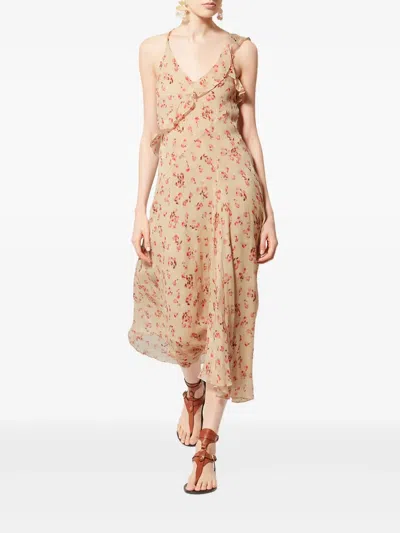 Isabel Marant Étoile Luxie Floral-pattern Midi Dress In Neutral