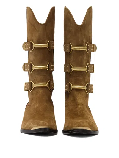 Isabel Marant Mexia Buckle Studded Boots In Brown
