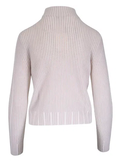 Kinross Cashmere Zip-up Ribbed Cardigan In Neutral