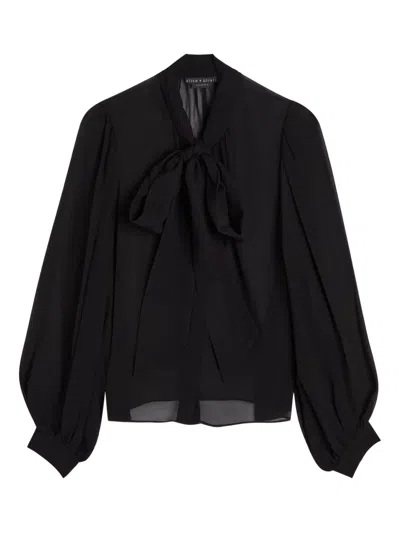 Alice And Olivia Brentley Bow Long-sleeve Blouse In Black