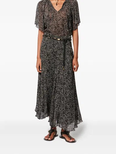 Isabel Marant Étoile Lycia Floral-print Midi Skirt In Black
