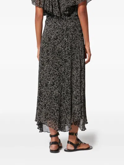 Isabel Marant Étoile Lycia Floral-print Midi Skirt In Black
