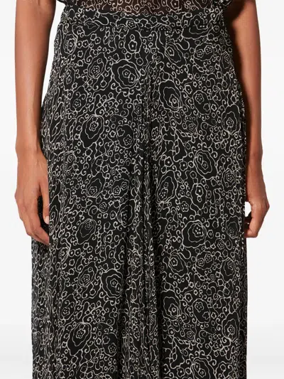 Isabel Marant Étoile Lycia Floral-print Midi Skirt In Black