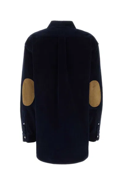 Miu Miu Dark Blue Corduroy Shirt In Black