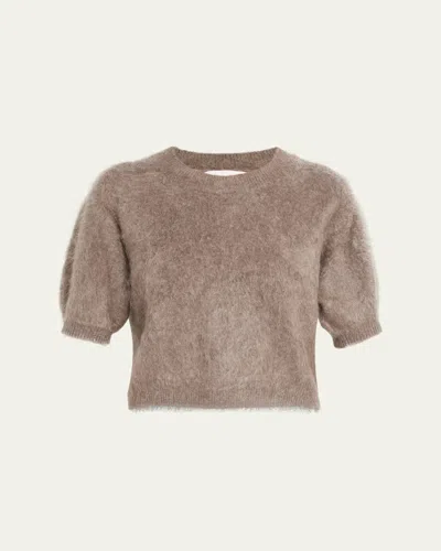 Lisa Yang Juniper Brushed Cashmere Short-sleeve Sweater