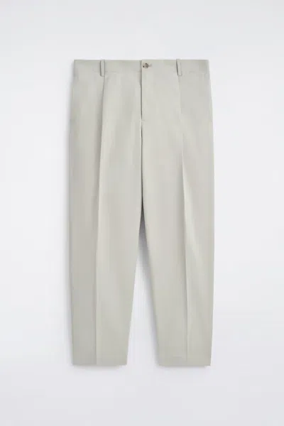 Cos Cropped Cotton Straight-leg Trousers In Gray In Gray