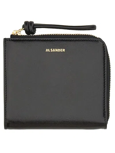 Jil Sander Leather Card Holder In Black