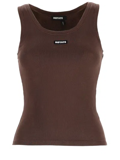 Rotate Birger Christensen Tank Top With Logo In Brown