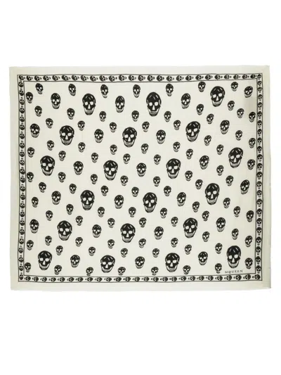 Alexander Mcqueen Alexander Mc Queen Biker Skull Wool Scarf In White