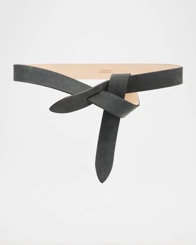 Isabel Marant Lecce Tie-up Suede Belt In Gray