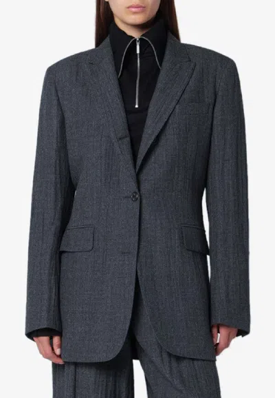 Our Legacy Grey Wool-blend Single-breasted Jacket In Gray