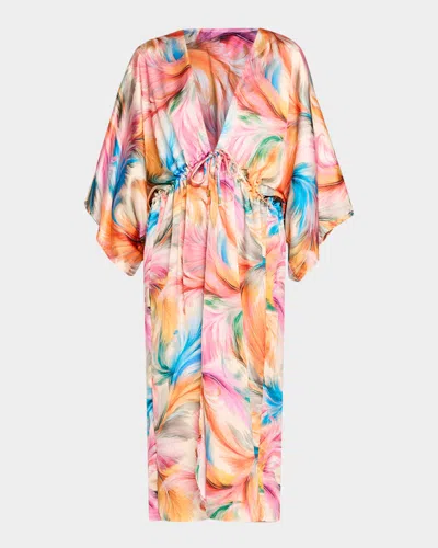 La Blanca Feathered Impressions Maxi Kimono Coverup In Multi