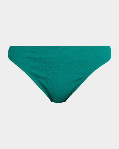 La Blanca Textured Tides Hipster Bikini Bottoms In Green