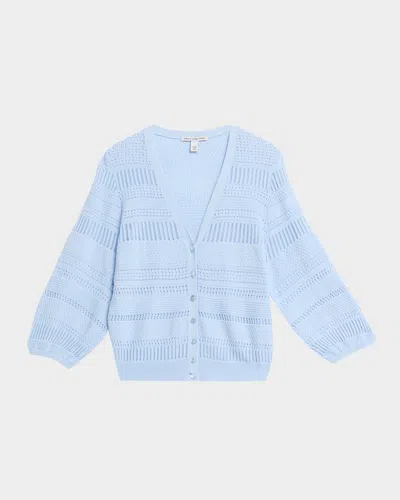 Autumn Cashmere Pointelle-knit Cotton Cardigan In Blue