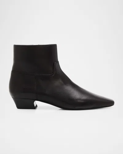 Stuart Weitzman Stassi Leather Zip Ankle Boots In Black