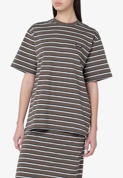 Rotate Birger Christensen Rotate Birgerchristensen Brown Striped Oversized Tshirt In Multi