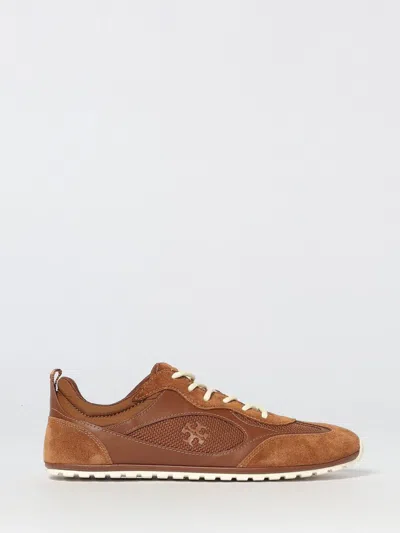 Tory Burch Field Sneaker In Suede And Mesh Cognac Color In Brown