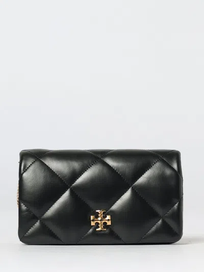 Tory Burch Kira Diamond Leather Wallet On Chain In Black