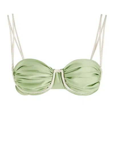 Baobab Lula Ruched Bikini Top In Green