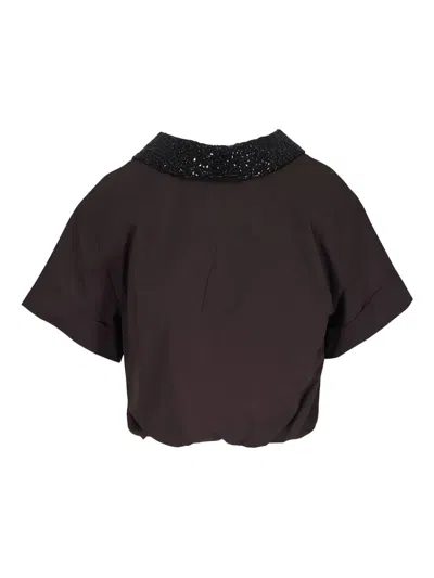 Twp Forever & Always Beaded Cropped Shirt In Black