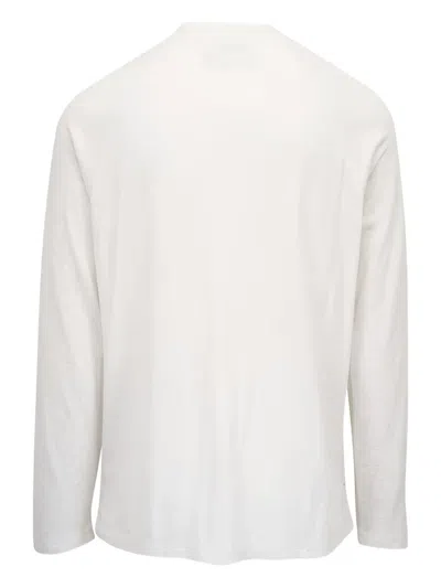 Faherty Buttoned Long-sleeve Henley T-shirt In White