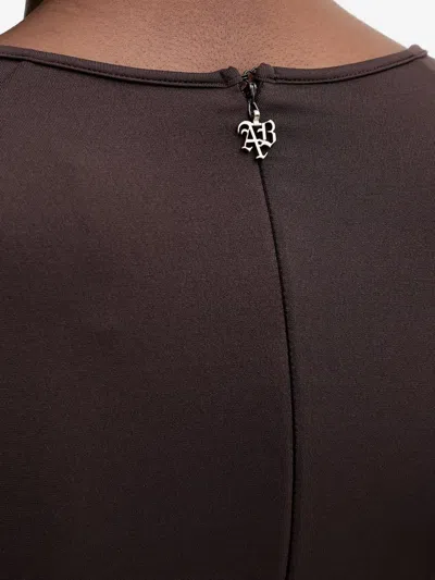 Aniye By Mavis Draped Long-sleeved Midi Dress In Brown