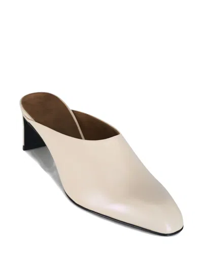 Khaite Leather Heeled Mules In Neutral