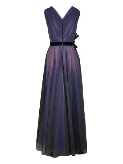 Talbot Runhof V-neck Maxi Dress In Purple