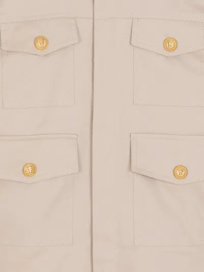 Balmain Buttoned Cargo Jacket In Neutral