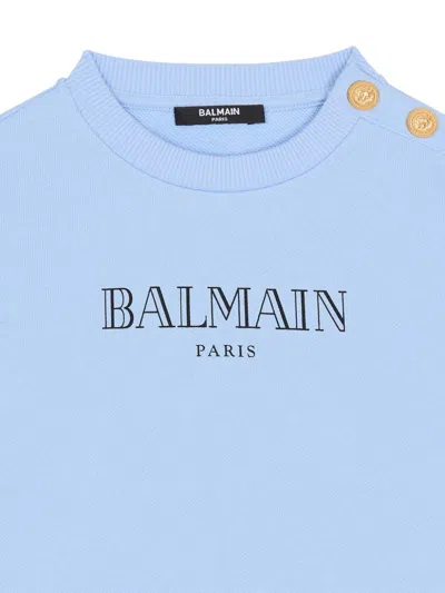 Balmain Printed Buttoned Sweatshirt In Blue