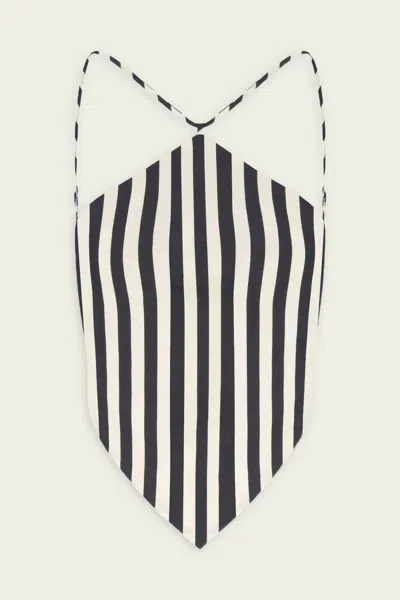 Simon Miller Kit Poplin Tie Top In Black White Stripe In Black