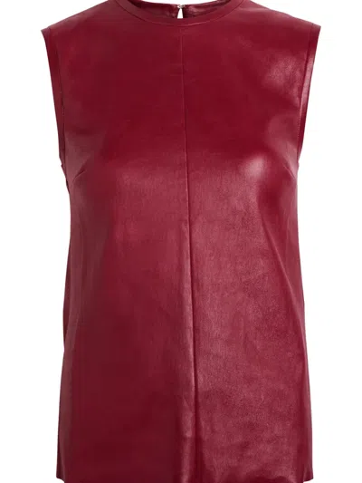 Stouls Miuccia Sleeveless Leather Tank Top In Red