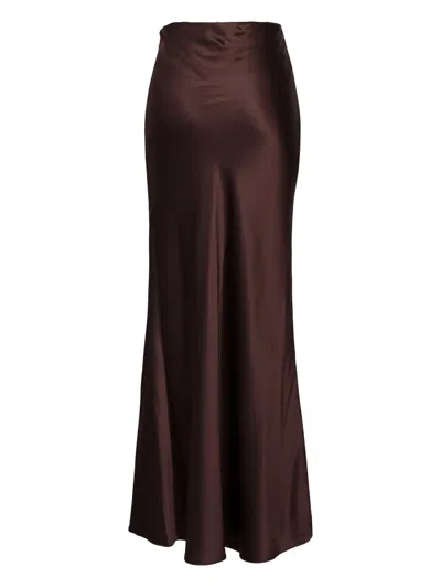 The Sei Silk Satin Maxi Skirt In Brown