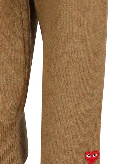 Comme Des Garçons Play Button Heart-motif Cardigan In Brown