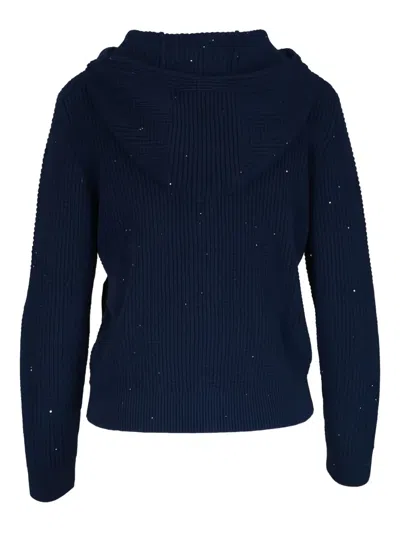 Kinross Cashmere Hooded Zip-up Sweater In Blue