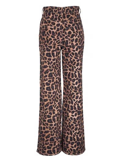 Veronica Beard Taylor High-rise Wide-leg Leopard Jeans With Chaps In Animal Print