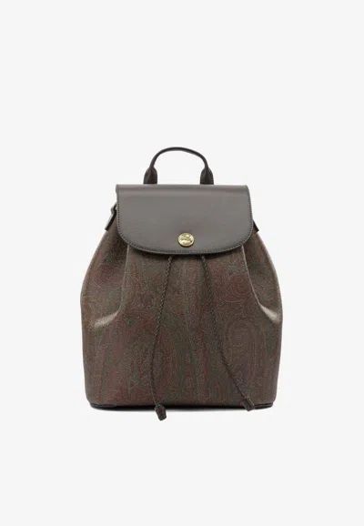 Etro Medium Arnica Drawstring Paisley Backpack In Brown