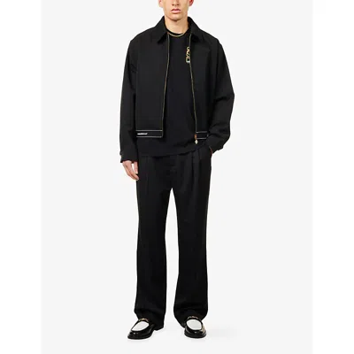 Casablanca Black Crewneck T-shirt With Logo Detail On The Front And Maxi Logo On The Rear In Cotton Man