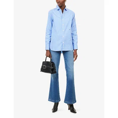 Paige Womens Bookshelf Genevieve Flared Stretch-denim Blend Jeans In Blue