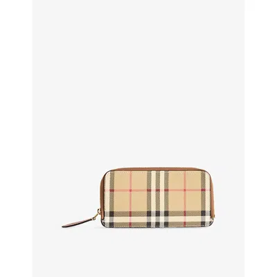 Burberry Vintage Check-pattern Zipped Wallet In Brown