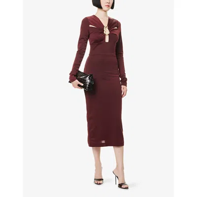 Rebecca Vallance Womens Wine Mischa Stretch-woven Midi Dress In Red