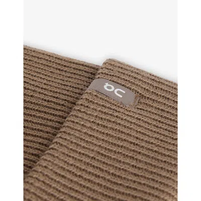 On Womens Cinder Brand-patch Wool Beanie In Gray