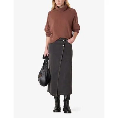 Whistles Womens Brown Cowl-neck Relaxed-fit Wool Jumper Xs In Brown