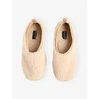 Whistles Womens Cream Shearling Ballet Slippers Eur 41 / 8 Uk In White